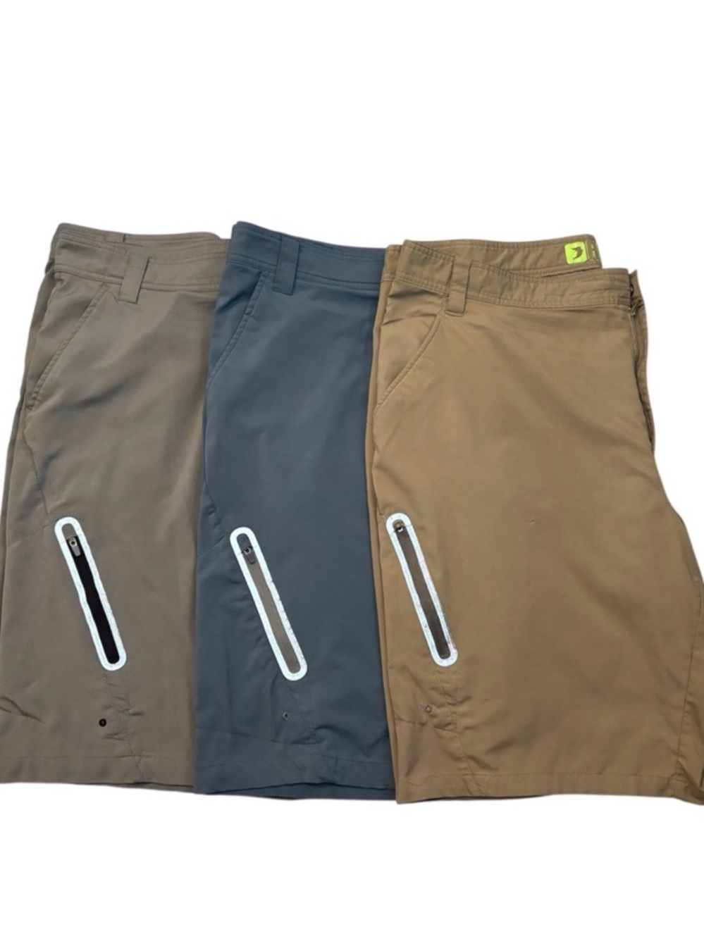 Reel Legends Men’s Adventure Athletic Shorts Tan Gray Blue 44 Bundle